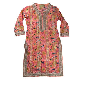 Kalki Tunic Kurta Embellished V-Neck 3/4 Sleeves India Glitzy Fashion Colorful